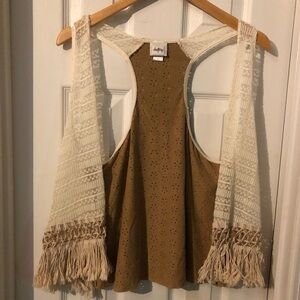 Daytrip Fringe Vest with Floral Cutouts